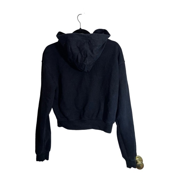 TNA Aritzia Sweatshirt Hoodie Cozy Fleece Boyfriend Boxy Zip Black Pockets - Picture 2 of 10